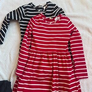 Hanna Andersson Red and Black Striped Dresses